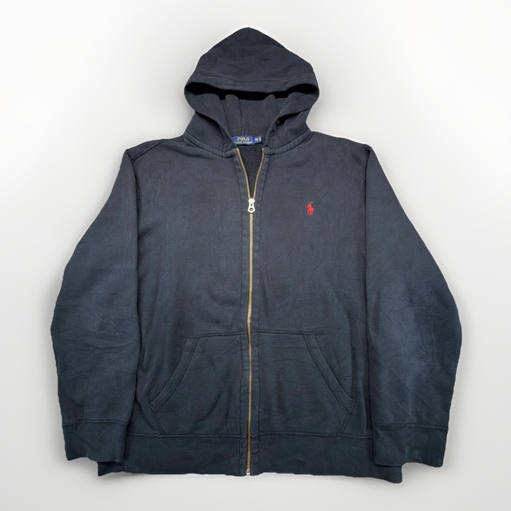 Polo Ralph Lauren Full Zip Hoodie Men's 2XL Black Red Pony Logo